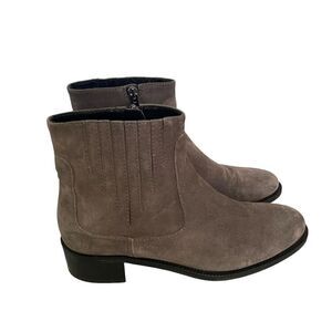 Aquatalia Women’s 7.5 Suede Talia Ankle Boot Side Zipper Taupe Made in Italy